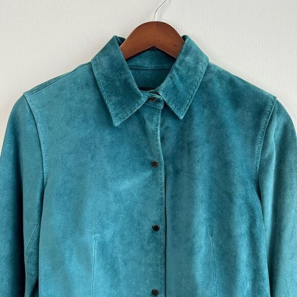 Sienna Studio G3 Apparel Women’s XS Leather Turquoise Button Jacket Coat - Picture 2 of 16